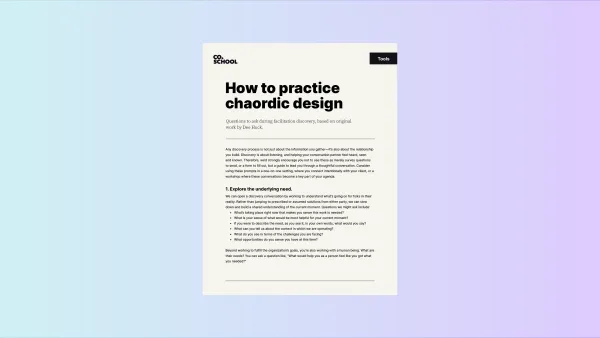 How to practice chaordic design